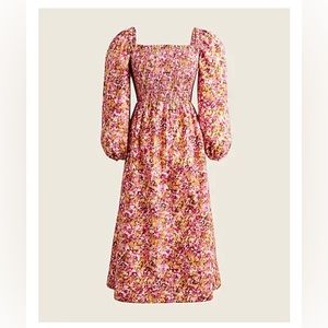 J.Crew Smocked puff-sleeve dress in faded floral